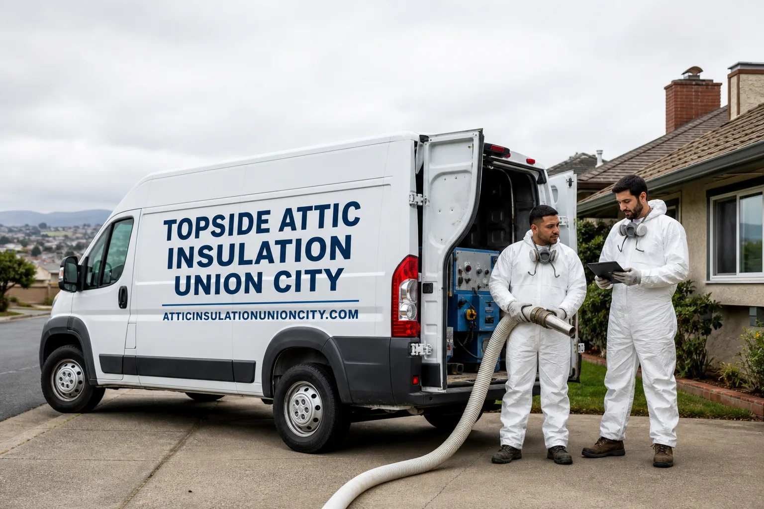 Topside Attic Insulation Union City insulation service vehicle and crew in Union City, CA